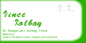 vince kolbay business card